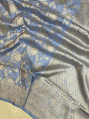 Pure Katan Silk Banarasi Handloom Saree - All over Sona Roopa Jaal work - The Handlooms