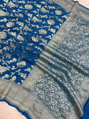 Khaddi Georgette Handloom Banarasi Saree - The Handlooms