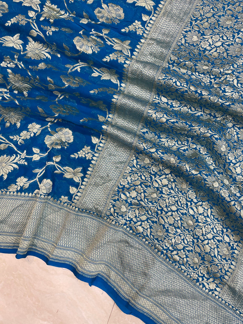Khaddi Georgette Handloom Banarasi Saree - The Handlooms