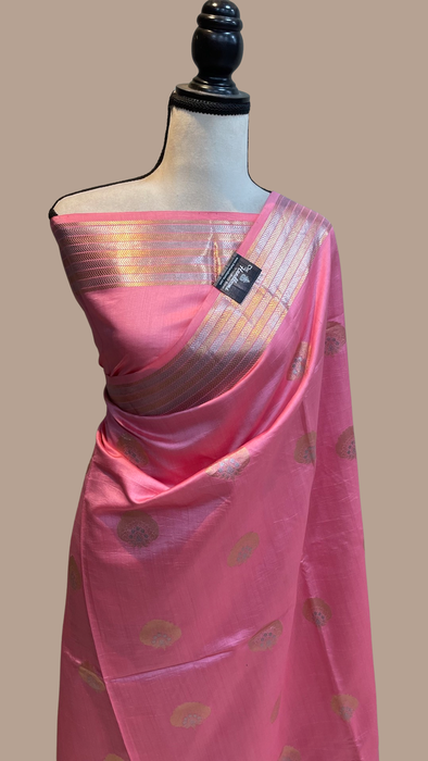Pure Chiniya Silk Banarasi Saree - Gold Zari - The Handlooms