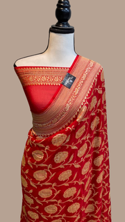 Khaddi Georgette Banarasi Saree - Gold zari - The Handlooms