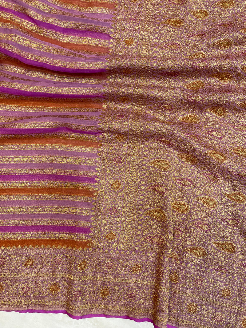 Pure Khaddi Georgette Banarasi Saree -  Antique zari - The Handlooms