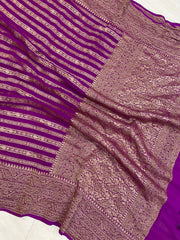 Pure Khaddi Georgette Banarasi Saree -  Antique zari - The Handlooms