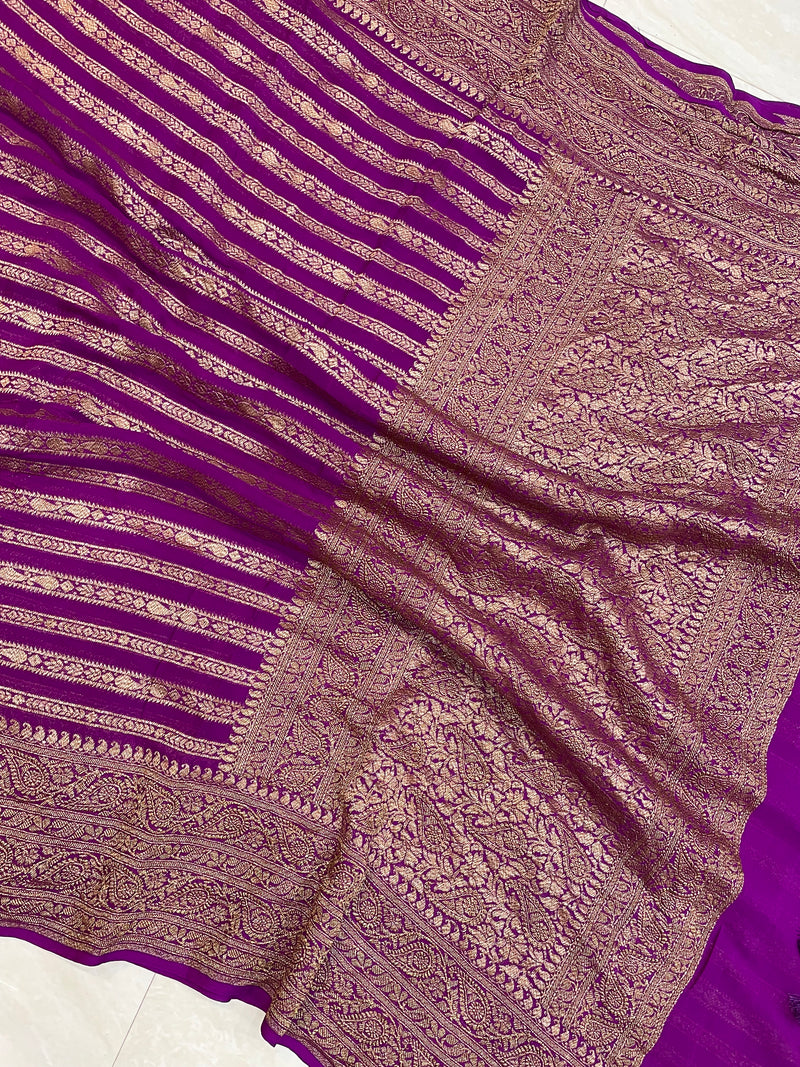 Pure Khaddi Georgette Banarasi Saree -  Antique zari - The Handlooms