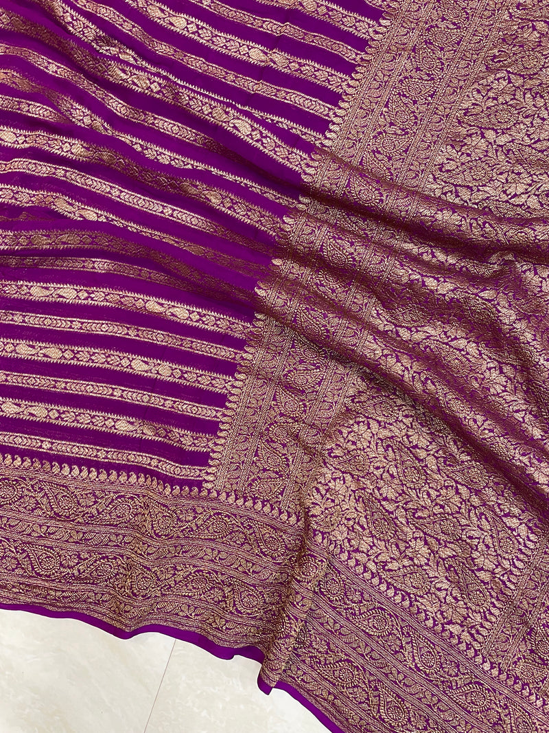 Pure Khaddi Georgette Banarasi Saree -  Antique zari - The Handlooms