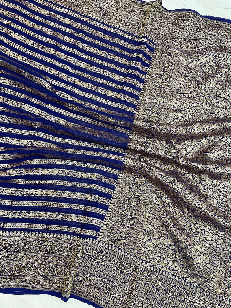 Pure Khaddi Georgette Banarasi Saree -  Antique zari - The Handlooms