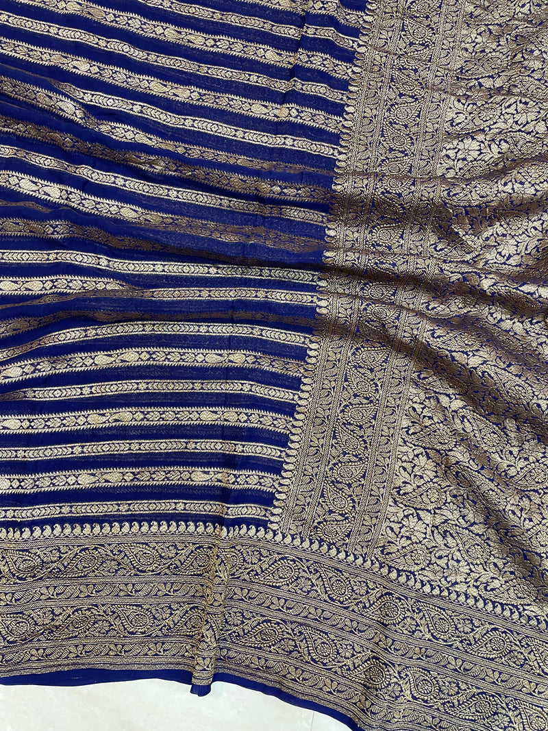 Pure Khaddi Georgette Banarasi Saree -  Antique zari - The Handlooms
