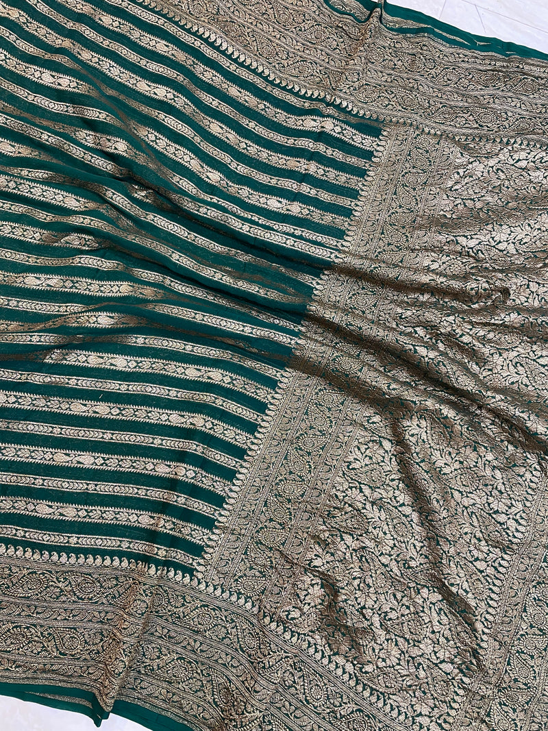 Pure Khaddi Georgette Banarasi Saree -  Antique zari - The Handlooms