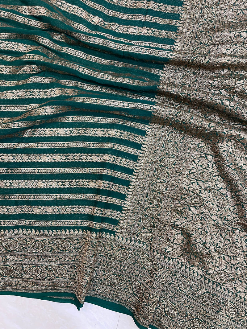 Pure Khaddi Georgette Banarasi Saree -  Antique zari - The Handlooms