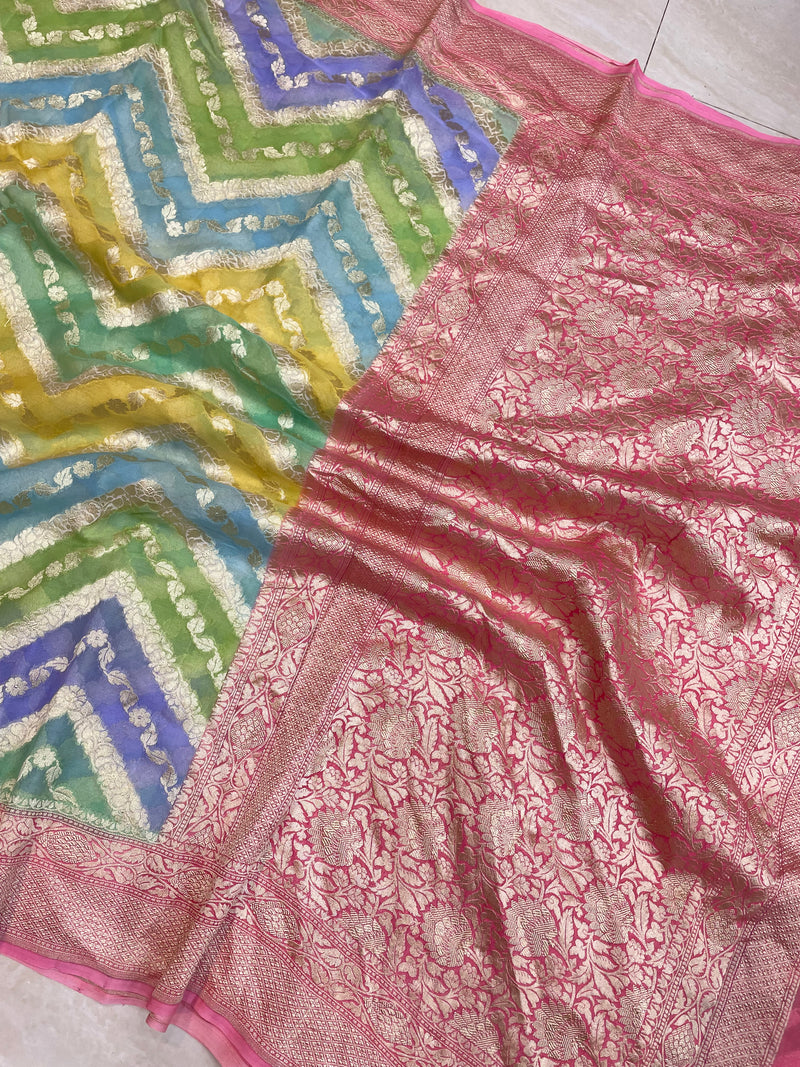 Pure Khaddi Georgette Handloom Banarasi Saree - The Handlooms