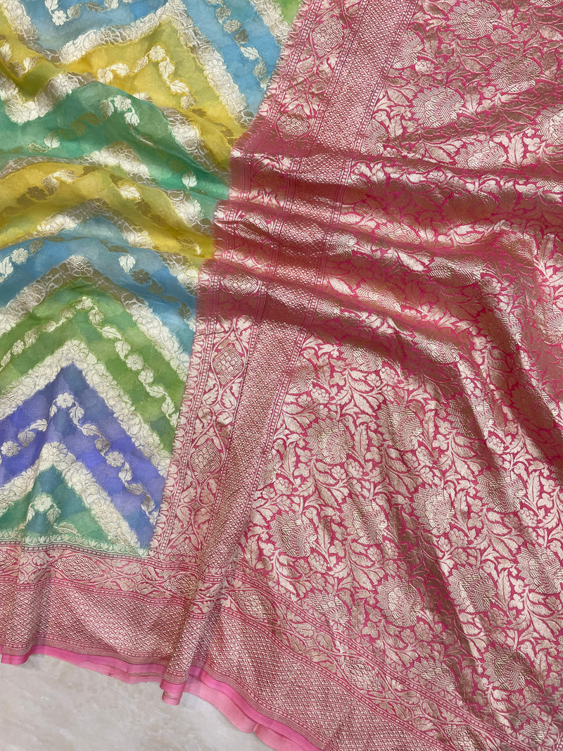 Pure Khaddi Georgette Handloom Banarasi Saree - The Handlooms