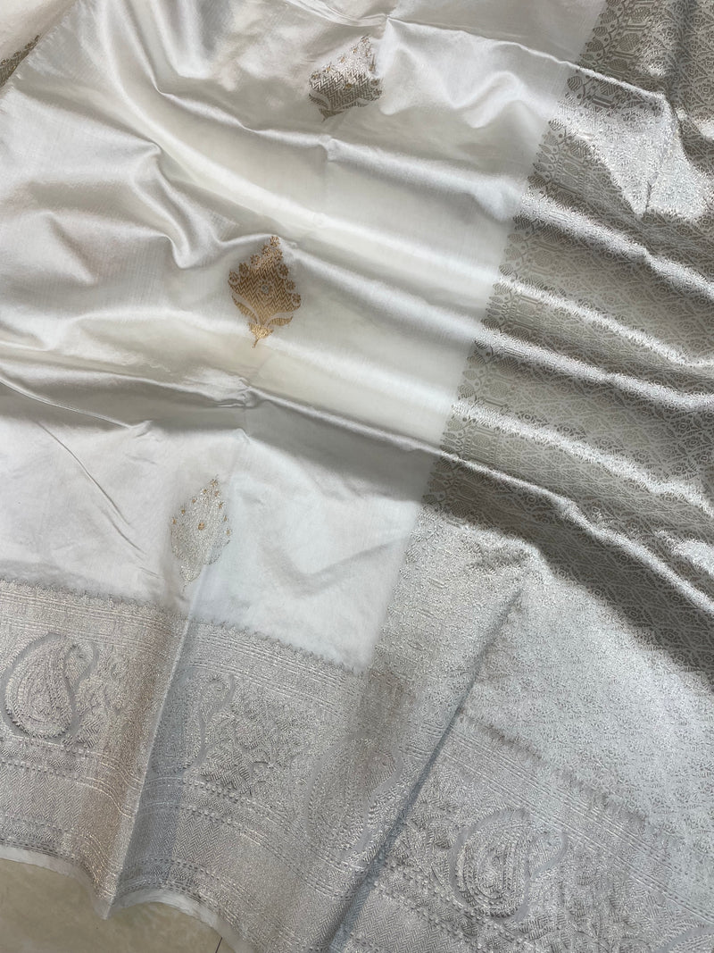 Pure Katan Silk Banarasi Handloom Saree - All over Kadua motifs - The Handlooms