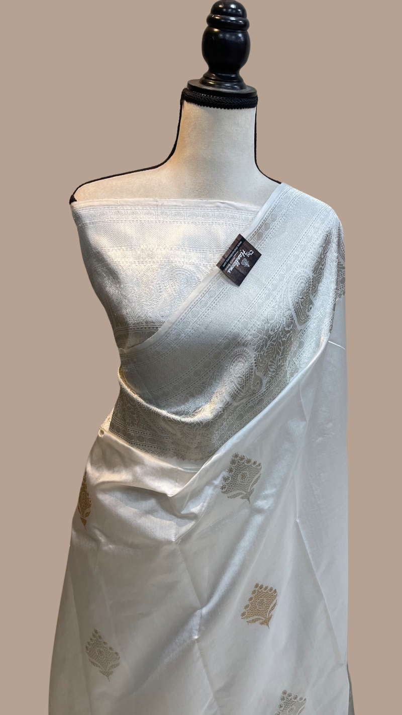 Pure Katan Silk Banarasi Handloom Saree - All over Kadua motifs - The Handlooms