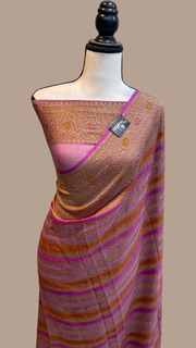 Pure Khaddi Georgette Banarasi Saree -  Antique zari - The Handlooms