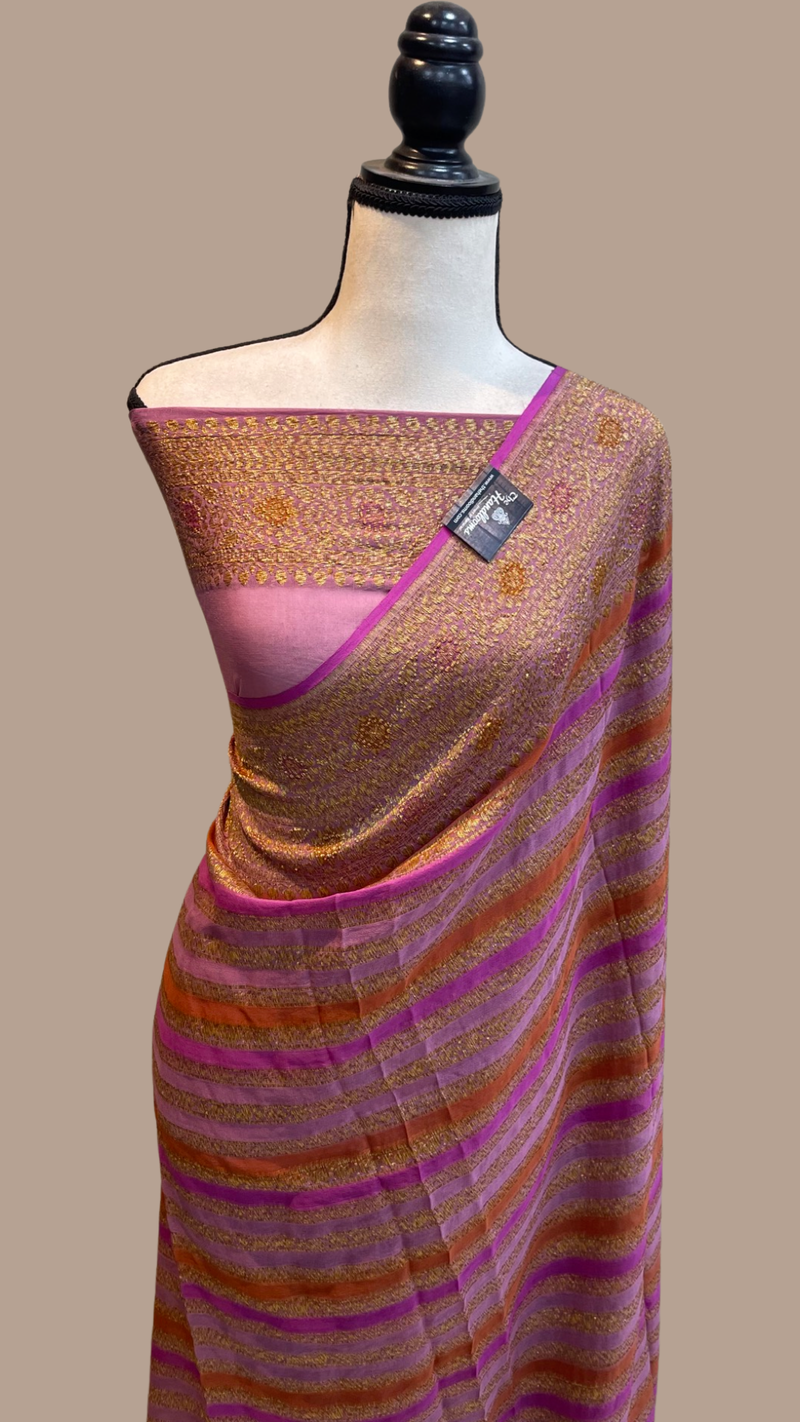 Pure Khaddi Georgette Banarasi Saree -  Antique zari - The Handlooms