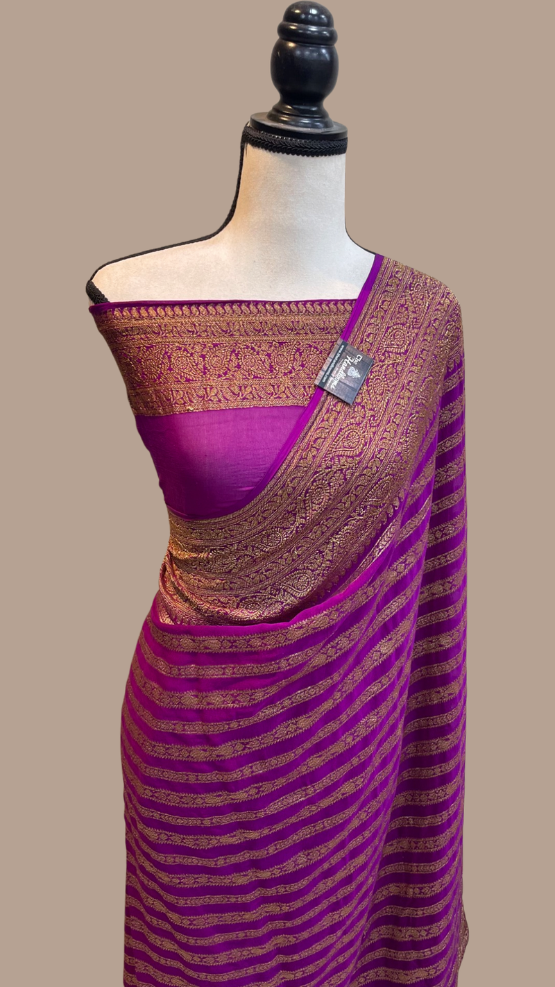 Pure Khaddi Georgette Banarasi Saree -  Antique zari - The Handlooms