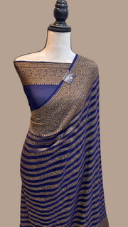 Pure Khaddi Georgette Banarasi Saree -  Antique zari - The Handlooms