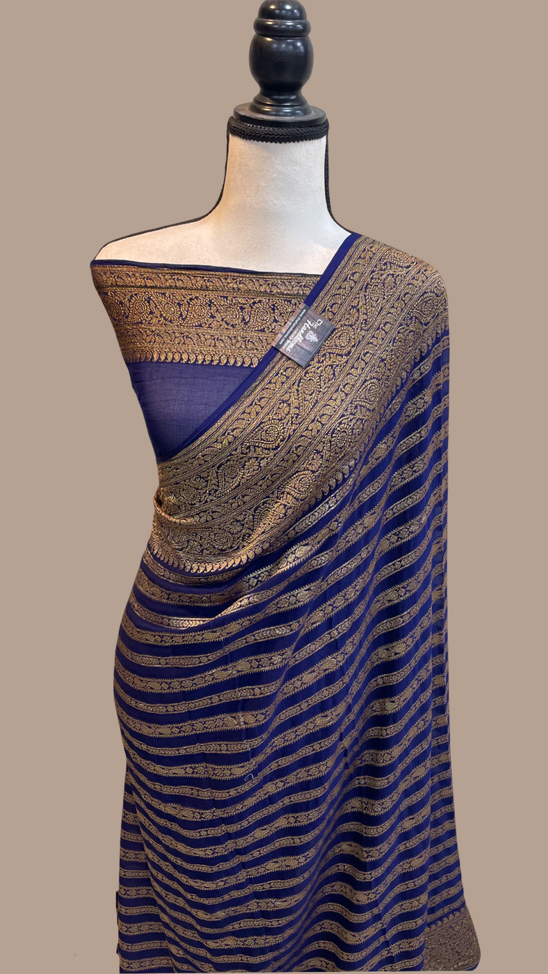 Pure Khaddi Georgette Banarasi Saree -  Antique zari - The Handlooms