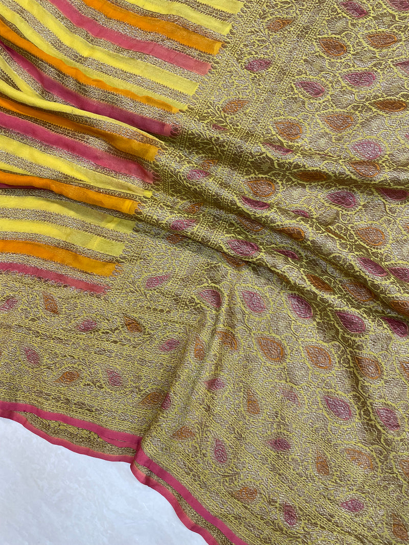 Pure Khaddi Georgette Banarasi Saree -  Antique zari - The Handlooms