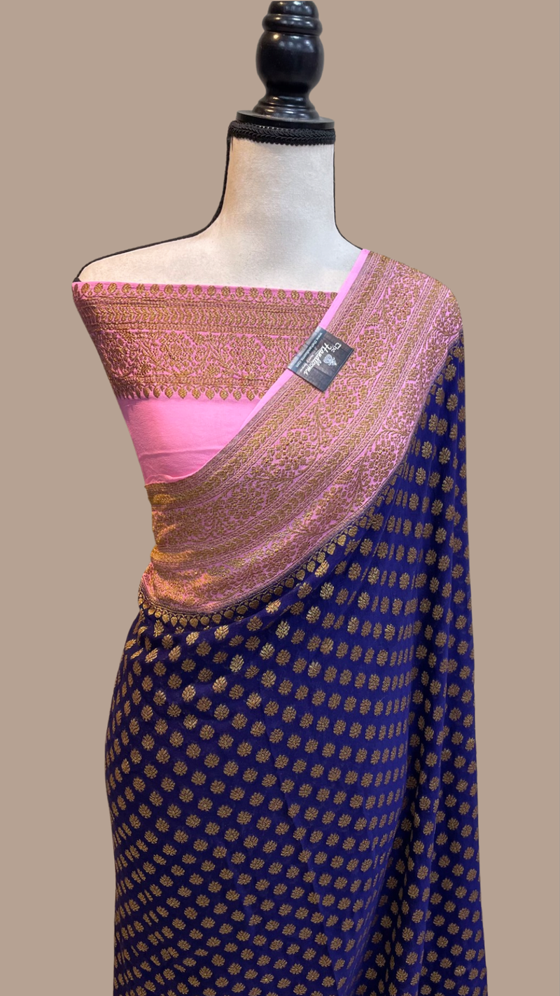 Khaddi Georgette Banarasi Saree -  Antique zari - The Handlooms