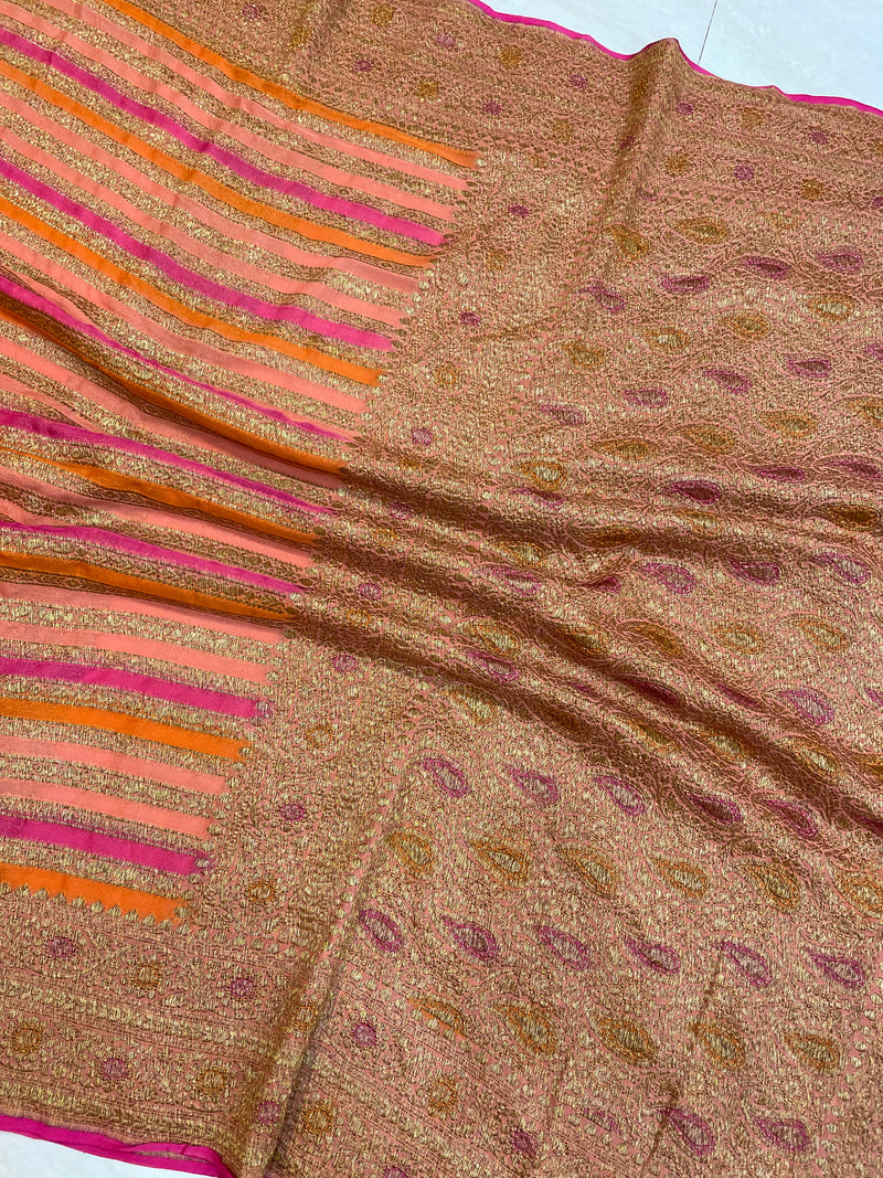 Pure Khaddi Georgette Banarasi Saree -  Antique zari - The Handlooms