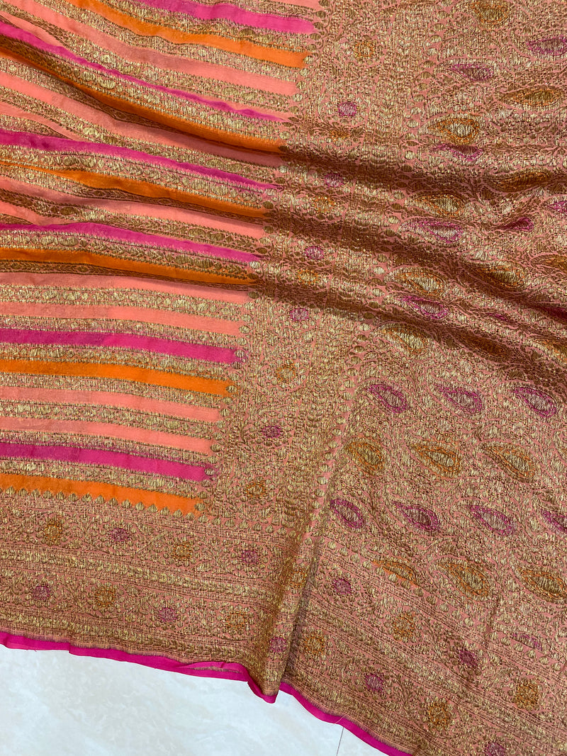 Pure Khaddi Georgette Banarasi Saree -  Antique zari - The Handlooms