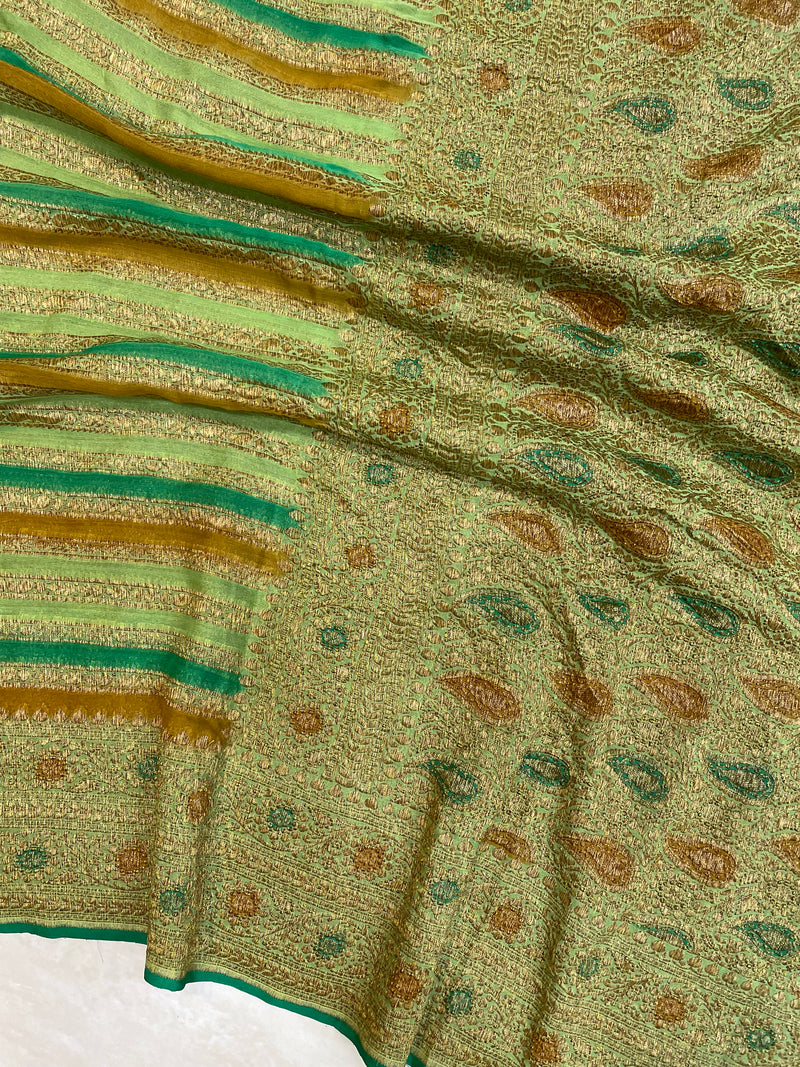 Pure Khaddi Georgette Banarasi Saree -  Antique zari - The Handlooms