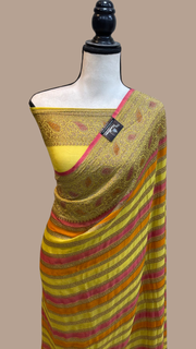 Pure Khaddi Georgette Banarasi Saree -  Antique zari - The Handlooms
