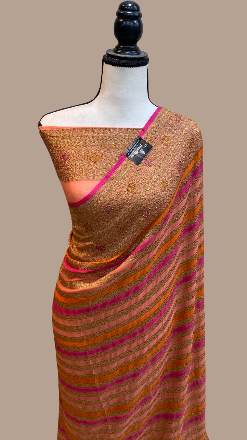 Pure Khaddi Georgette Banarasi Saree -  Antique zari - The Handlooms