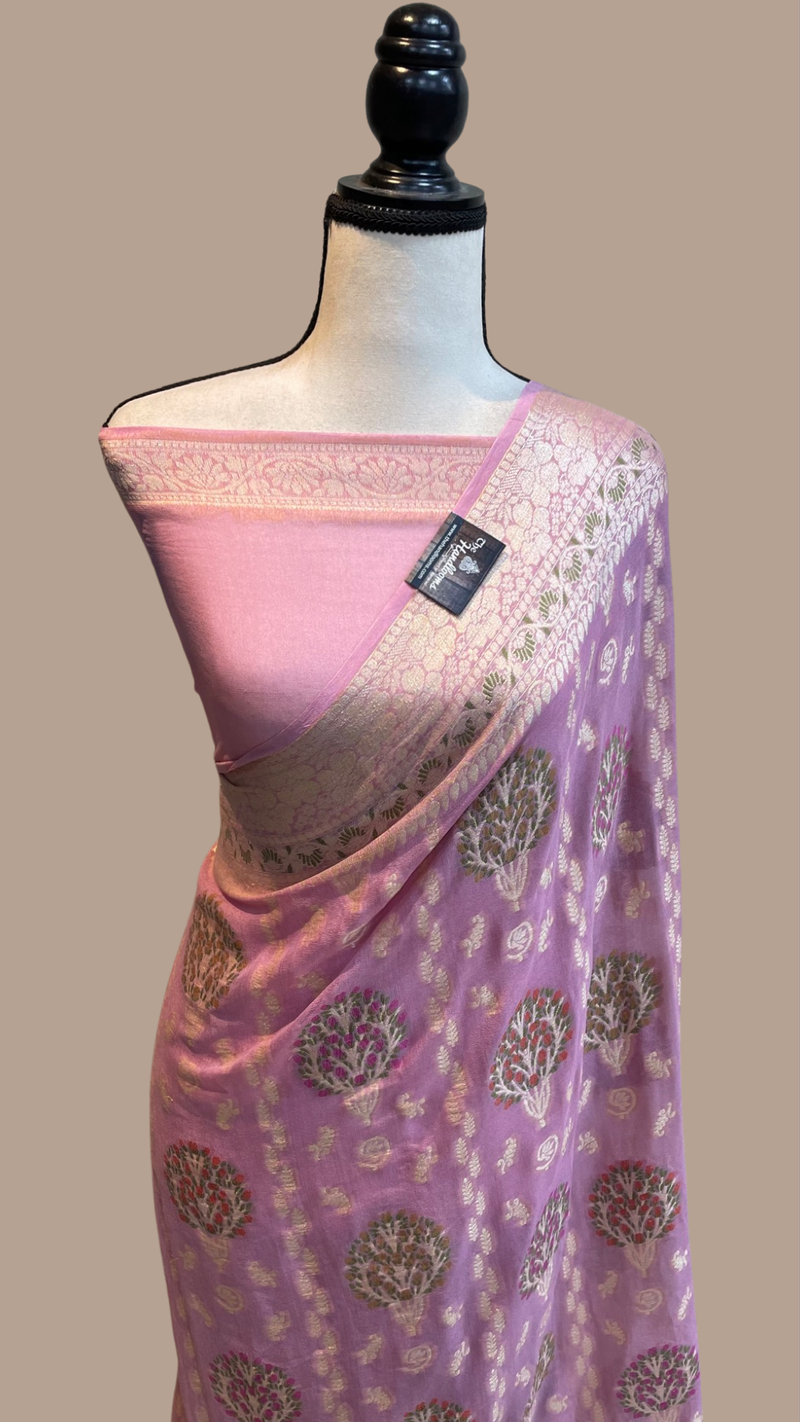 Pure Chiffon Khaddi Banarasi Saree - The Handlooms