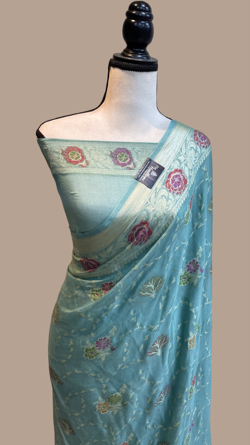 Pure Chiffon Khaddi Banarasi Saree - The Handlooms