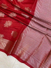 Red Pure Chiniya Silk Banarasi Saree - The Handlooms
