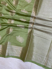 Pista Green Pure Chiniya Silk Banarasi Saree - The Handlooms
