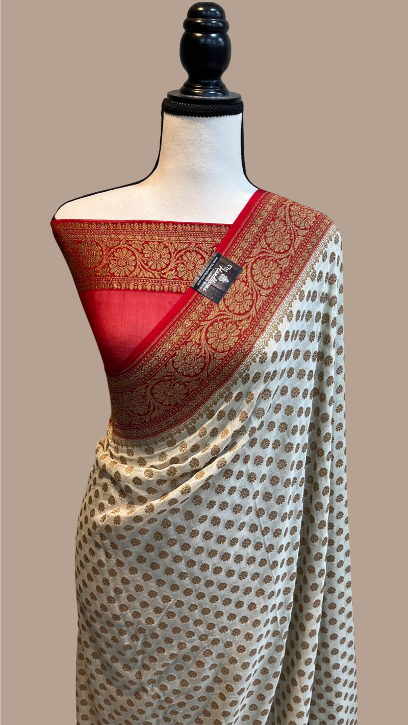 Khaddi Georgette Banarasi Saree -  Antique zari - The Handlooms