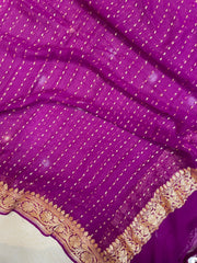 Pure Georgette Dupatta - gold zari - The Handlooms