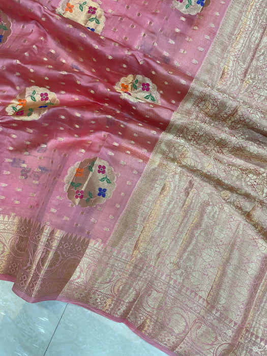 Pure Dupion Silk Banarasi Saree - Gold Zari - The Handlooms