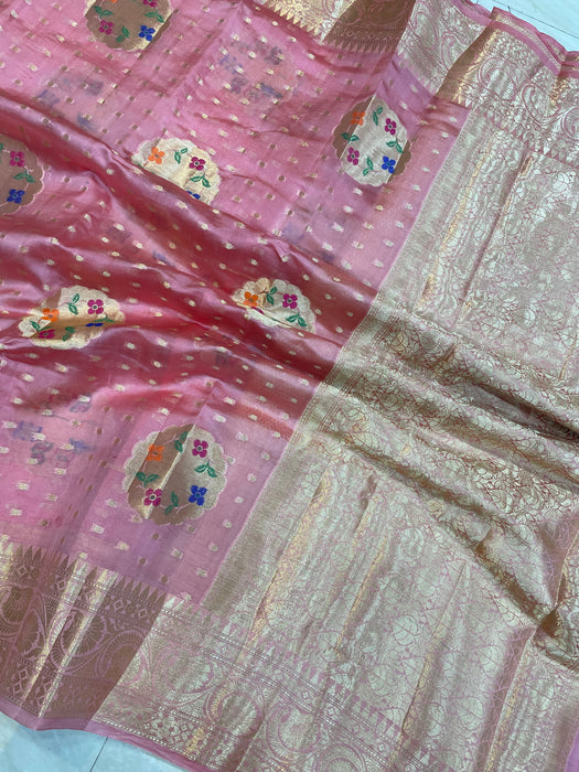 Pure Dupion Silk Banarasi Saree - Gold Zari - The Handlooms