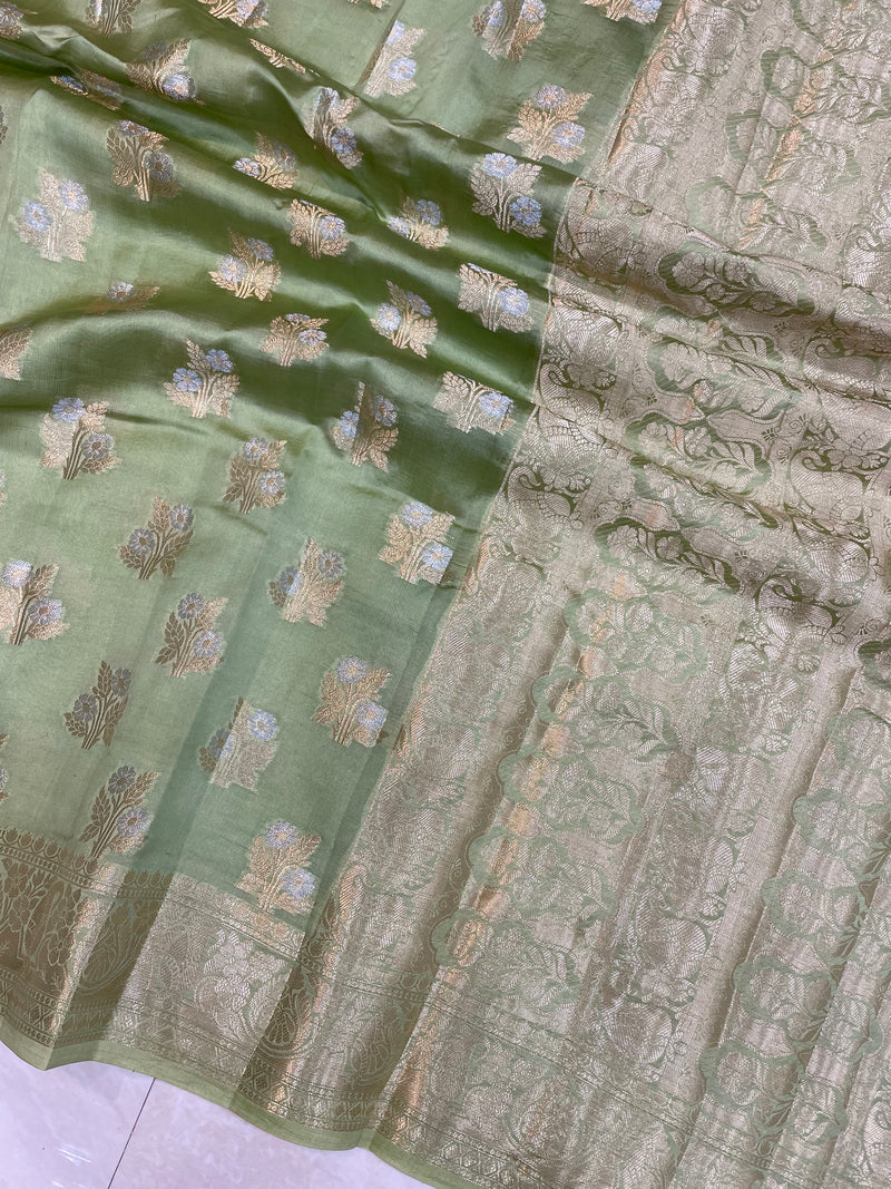 Pure Dupion Silk Banarasi Saree - Gold Zari - The Handlooms