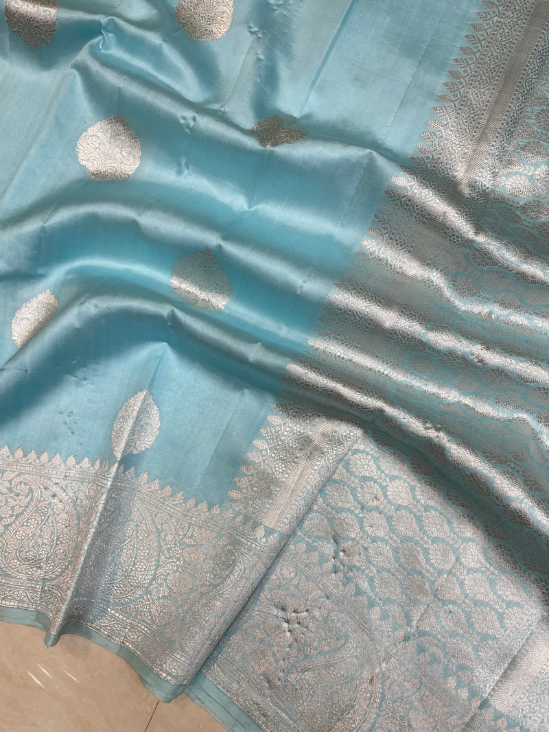 Pure Katan Silk Banarasi Handloom Saree - All over Kadua motifs - The Handlooms