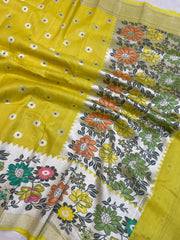 Tussar Georgette Handloom Banarasi Saree - Paithani Border - The Handlooms