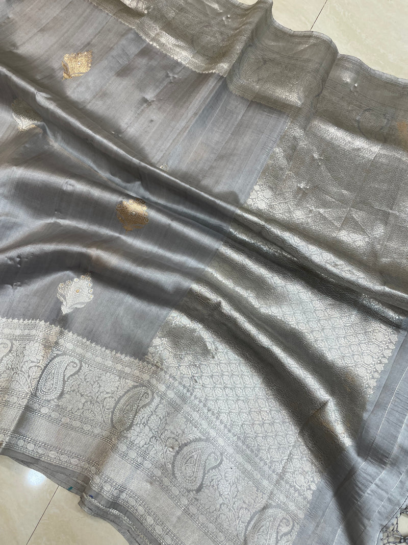 Pure Katan Silk Banarasi Handloom Saree - All over Kadua motifs - The Handlooms