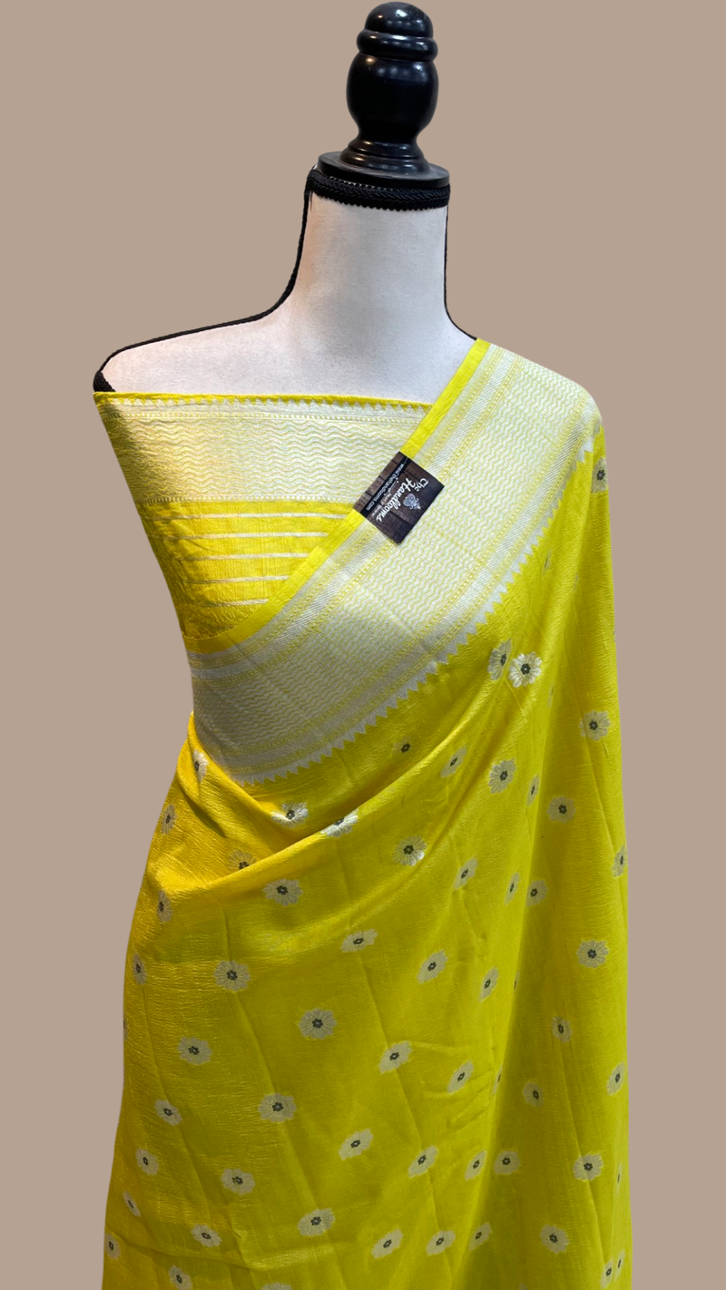 Tussar Georgette Handloom Banarasi Saree - Paithani Border - The Handlooms