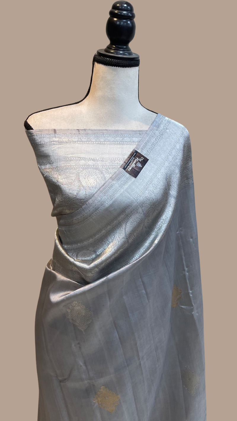 Pure Katan Silk Banarasi Handloom Saree - All over Kadua motifs - The Handlooms