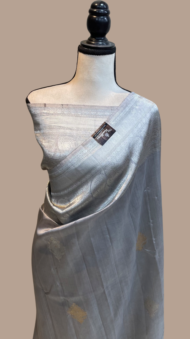 Pure Katan Silk Banarasi Handloom Saree - All over Kadua motifs - The Handlooms