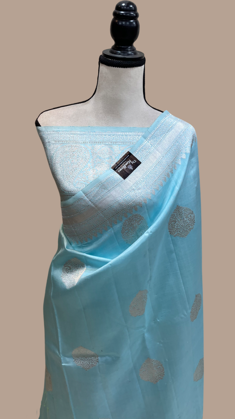 Pure Katan Silk Banarasi Handloom Saree - All over Kadua motifs - The Handlooms