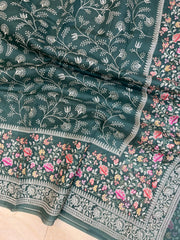 Pure organza Chikankari Handloom Banarasi Saree - The Handlooms