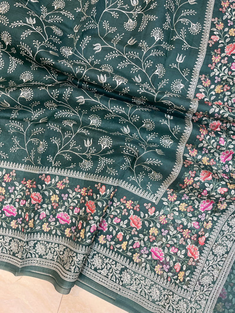 Pure organza Chikankari Handloom Banarasi Saree - The Handlooms
