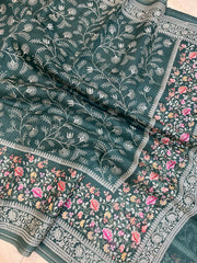 Pure organza Chikankari Handloom Banarasi Saree - The Handlooms