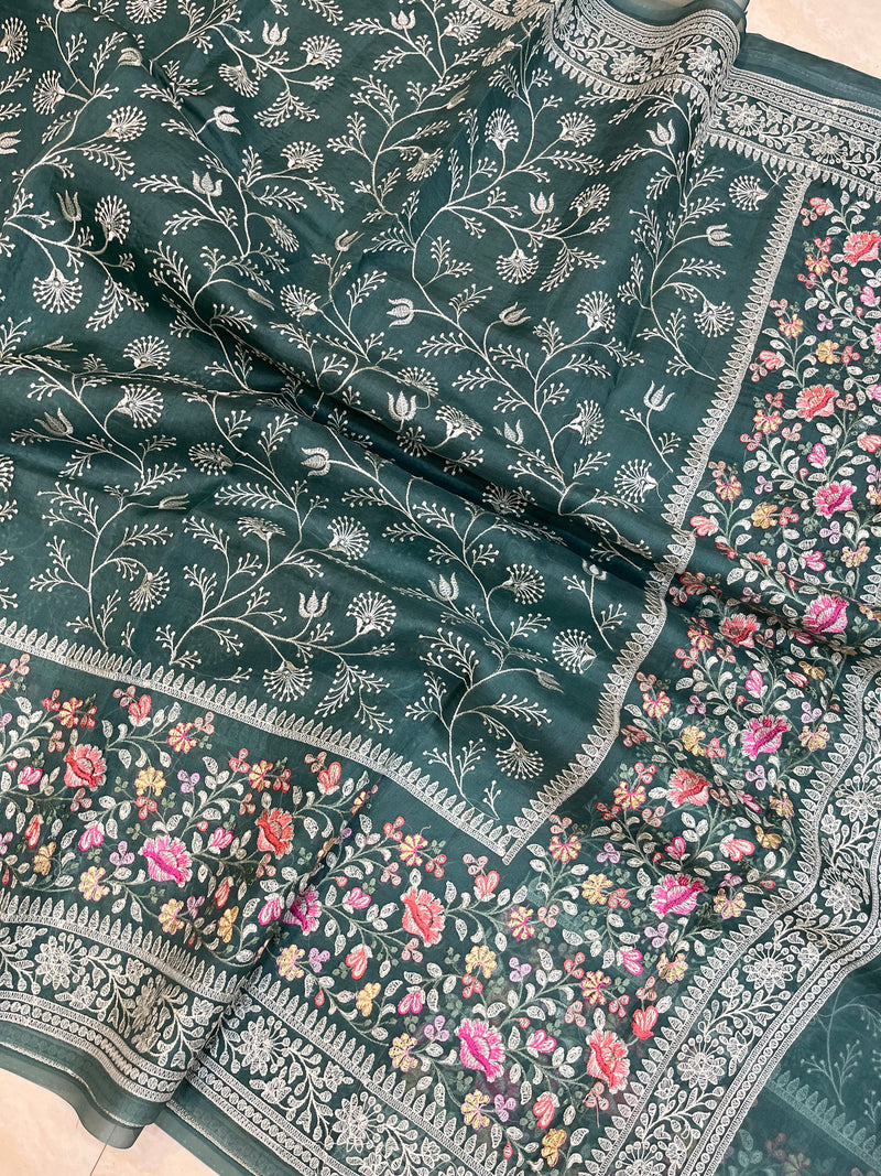 Pure organza Chikankari Handloom Banarasi Saree - The Handlooms