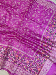 Pure organza Chikankari Handloom Banarasi Saree - The Handlooms
